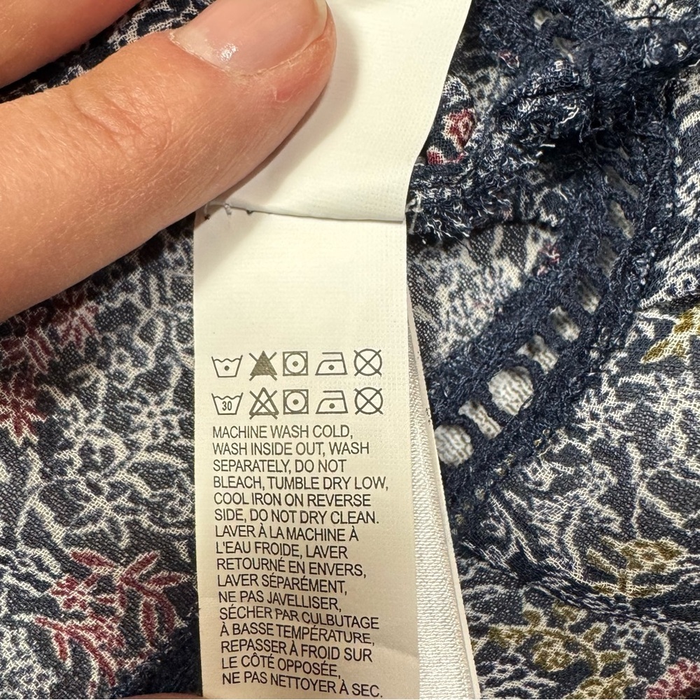 Lucky Brand Peasant Chiffon Long Sleeve Floral Blouse Size XL - Picture 9 of 10